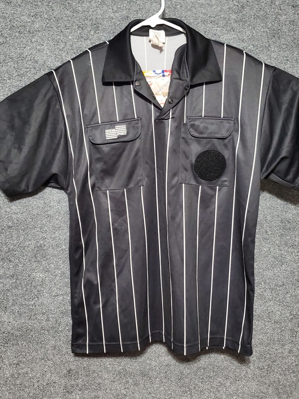 Official Sports Soccer Referee Jersey Shirt Mens Medium Black White Short Sleeve - Picture 2 of 9